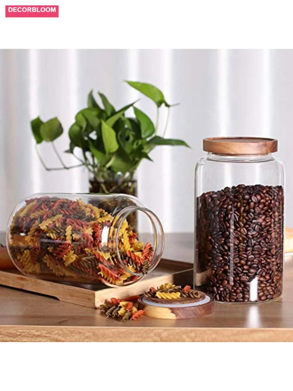 Large Glass Jar with Airtight Lid Set of 2 93 FL OZ Food Canisters
